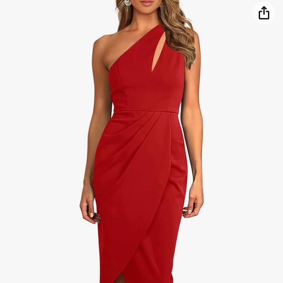 NWT Women's One Shoulder Ruched Bodycon Cutout Slit Wrap Party Cocktail Dress - Picture 2 of 6